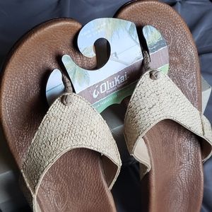 OluKai leather flip-flops size 11